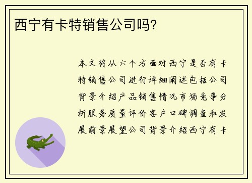西宁有卡特销售公司吗？